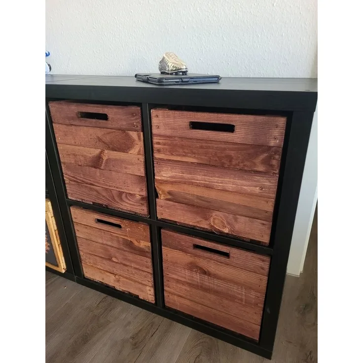 Kistenkolli Altes Land Allzweckkiste 4er Set Holzkiste Vintage Ocker passend für Ikea Kallax Expeditregale (Spar-Set, 4er Set)