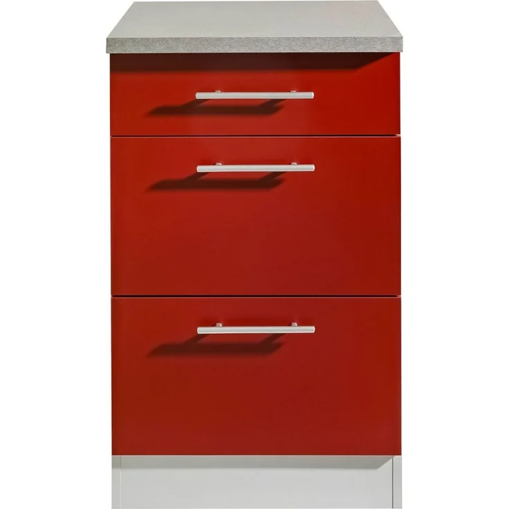 wiho Küchen Unterschrank Kiel 50 cm breit, Tiefe 50 cm, mit 2 großen Auszügen und 1 Schublade – Bild 2