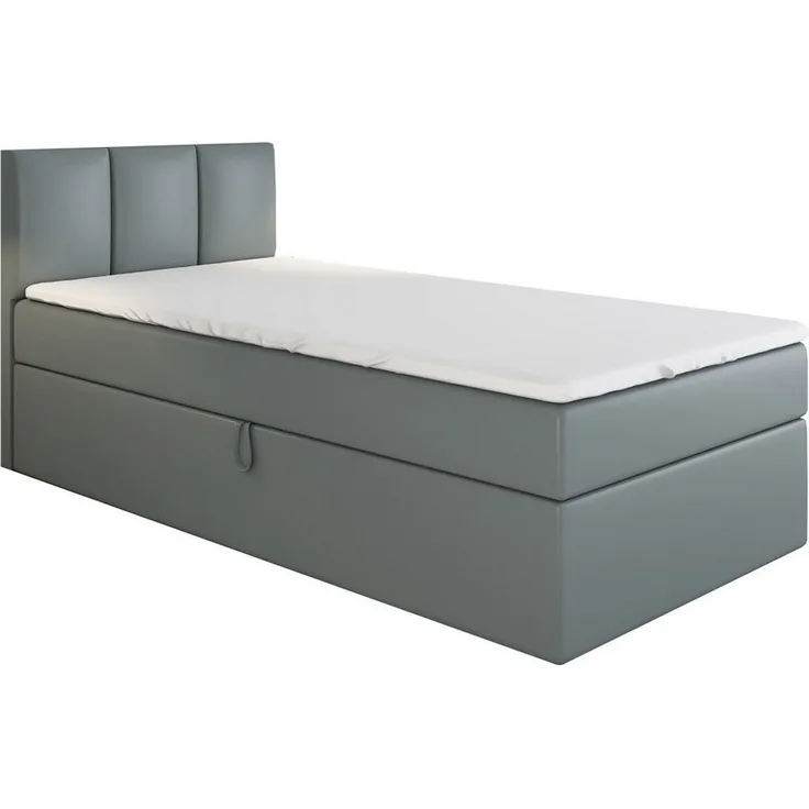 A&J MöbelLand GmbH Boxspringbett Einzelbett NASI mit Bettkasten, Topper und gepolstertem Kopfteil. (Boxspringbett mit Bettkasten und gepolstertem Kopfteil. Gratis Topper – nur jetzt erhältlich!, Kostenlose Lieferung! TOP ANGEBOT), Länge 208 cm Höhe 106 cm