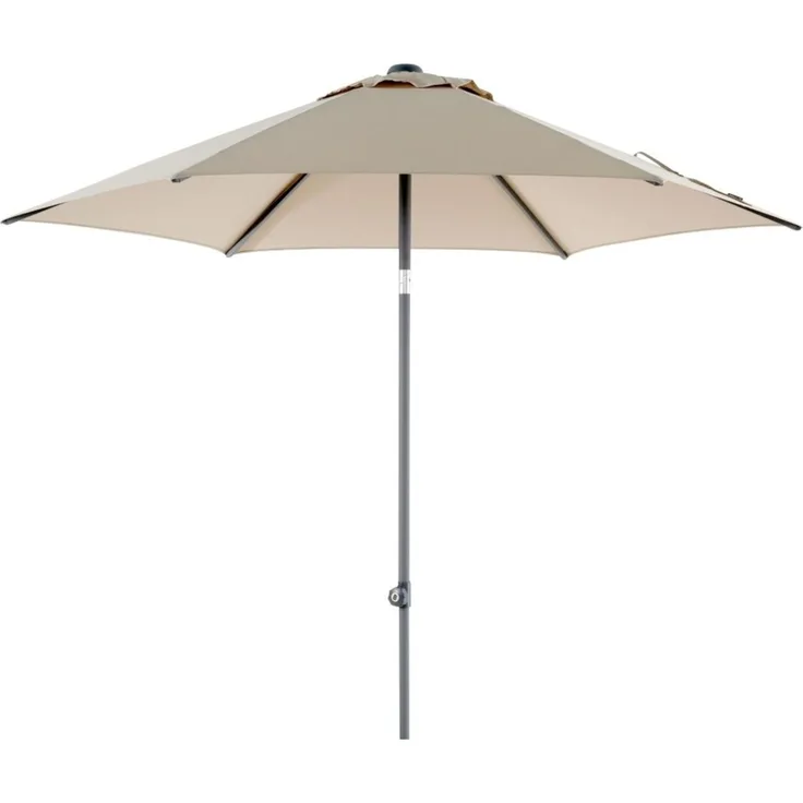 Sonnenschirm Poppi von Brafab aus Aluminium, neigbar, rund, Champagne, Ø 250 cm, mit winddichtem Kamin