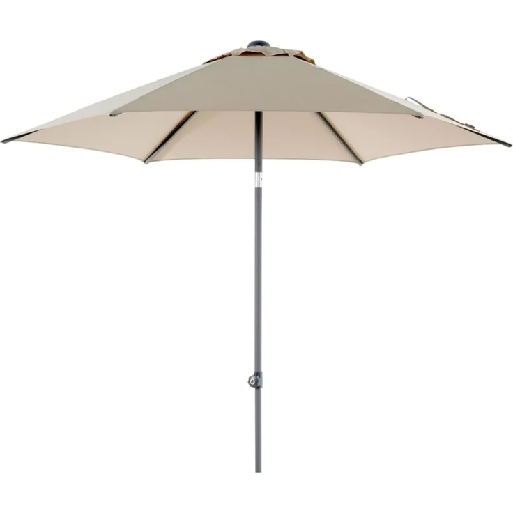 Sonnenschirm Poppi von Brafab aus Aluminium, neigbar, rund, Champagne, Ø 250 cm, mit winddichtem Kamin