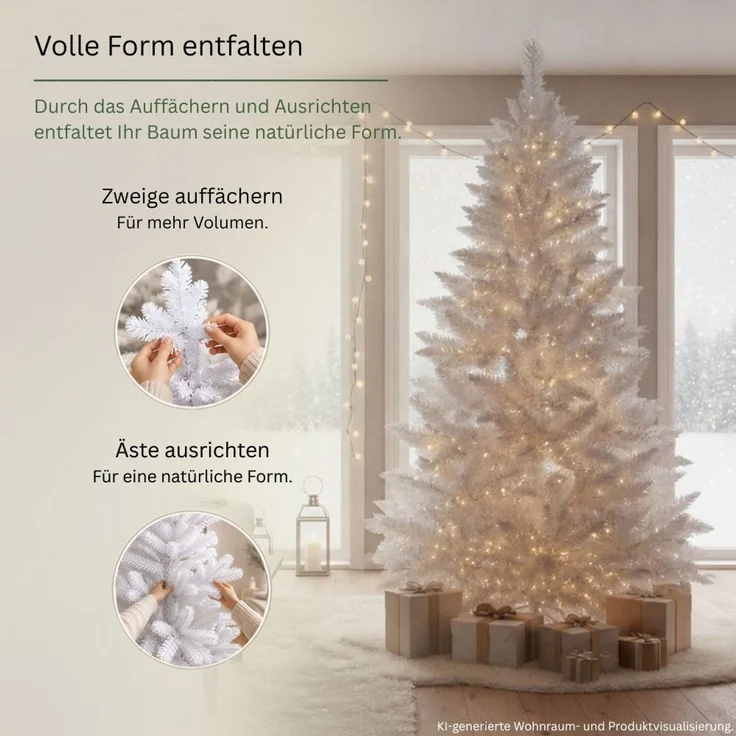 HXT 1015 Weiß 180 cm künstlicher Weihnachtsbaum inkl. Metallständer, schwer entflammbar – Bild 5