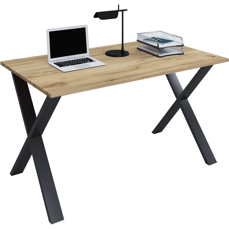 VCM Schreibtisch Lona 919637 Schwarz / Honig-Eiche H. 76 x B. 110 x T. 80 cm