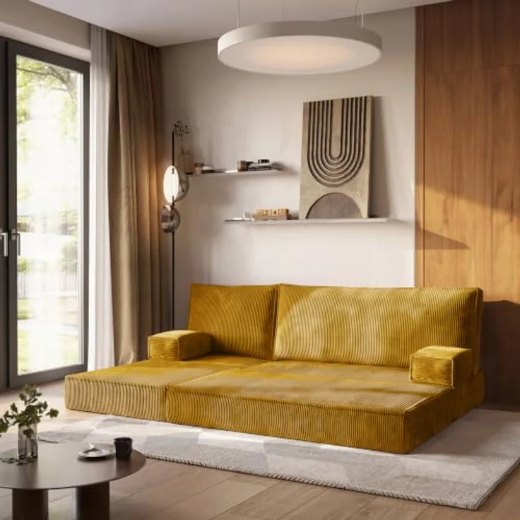 Masseno Ecksofa NOTIA, modulares Boneless Sofa mit Schlaffunktion, Farbe POSO 01, 3 Sitzflächen, Kordstoffbezug – Bild 4