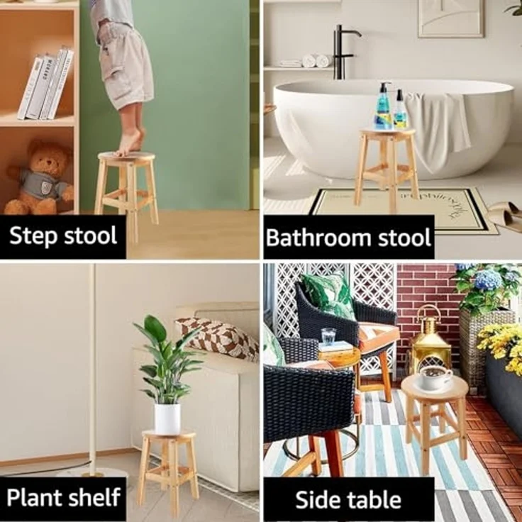 ASelected 45 cm Hocker Holz, Holzhocker, Gästehocker Für Das Wohnzimmer Korridor Höhe (Rund) – Bild 7