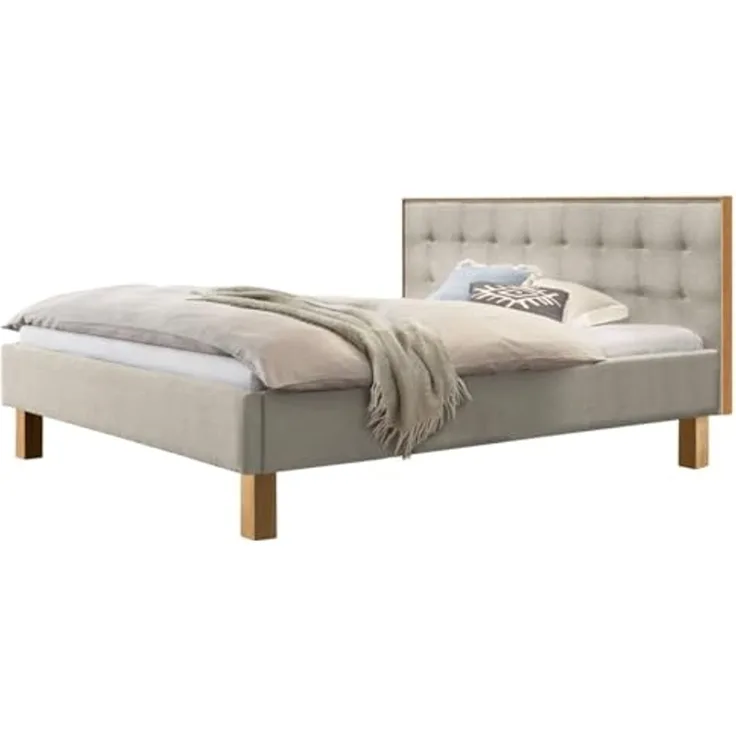 Hasena Dream Pronto Noah Polsterbett 180x200 cm Eiche bright, geölt - Fusshöhe 25 327-Pepe beige