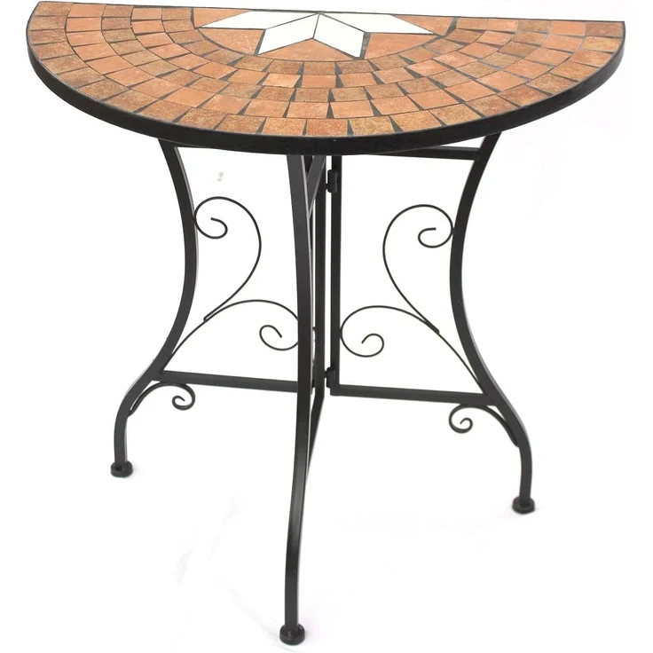 DanDiBo Tisch Halbrund Konsolentisch Wandtisch 120041 Beistelltisch Metall Mosaik 70 cm – Bild 8