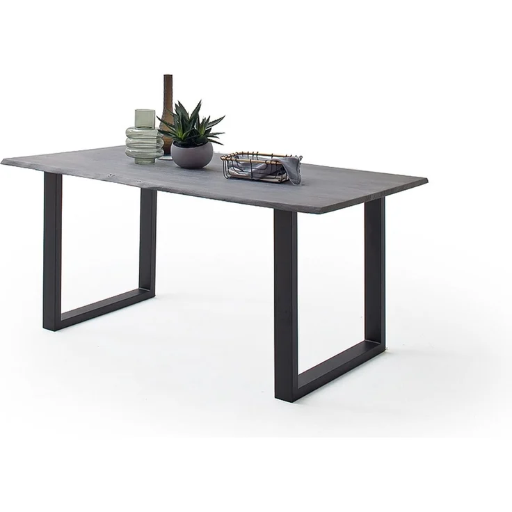 Baumkantentisch >Calabria< in Akazie grau / anthrazit - 180x76,5x90 (BxHxT) – Bild 2