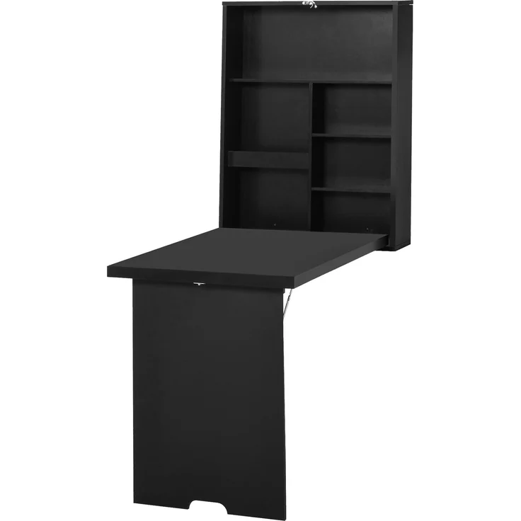 MELAYR, Wandklapptisch Wandschreibtisch, inkl. Schreibtafel, 60 cm x 94.5 cm x 147 cm, Schwarz – Bild 2