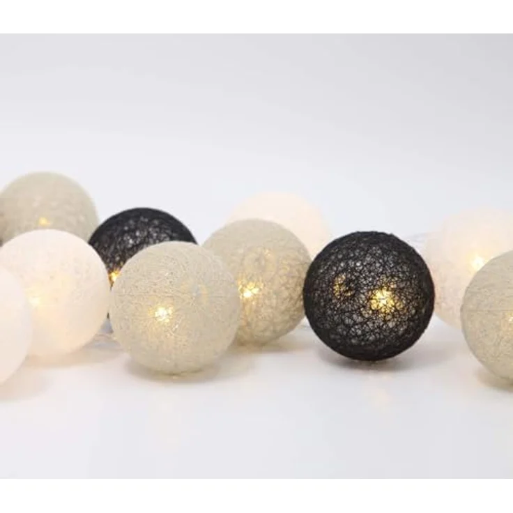 LED Lichterkette Baumwollkugeln Batteriebetrieben, 3,3m 20er Cotton Ball Lichterketten Kugeln Nachtlicht für Weihnachten, Hochzeit, Party, Zimmer, Wohnheim, Innen Deko – Bild 3