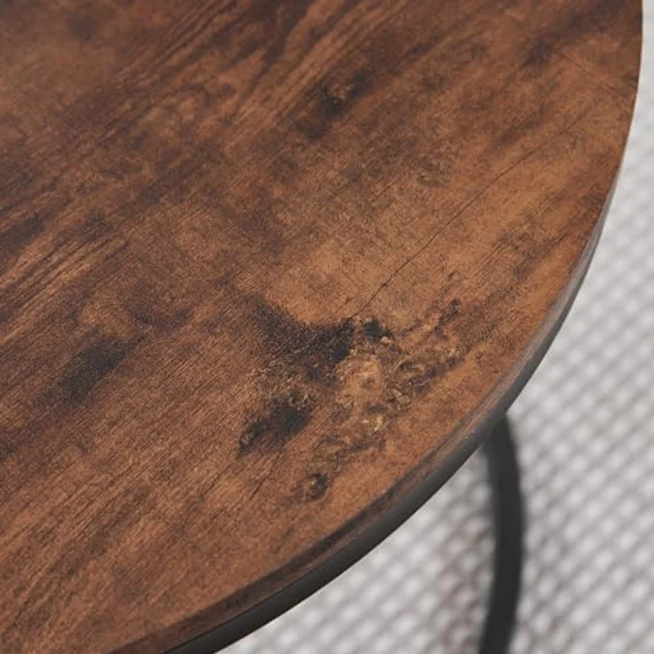 GrandCA HOME Couchtisch 2er Set,Stapelbarer Couchtisch, Couchtische Rund, MDF-Tischplatte, Schwarze Tischbeine aus Edelstahl，Geeignet für Wohnzimmer, Esszimmer（Ø60x45H cm，Ø40x35H cm，Dunkle Eiche） – Bild 6