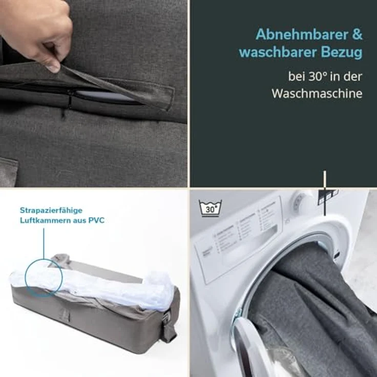 Skandika Luftsofa Easy Air Premium, Aufblasbares Sofa für 2 Personen, inkl. Elektropumpe, abnehmbarer Bezug waschbar, 200 kg belastbar, Oxford-Gewebe – Bild 6