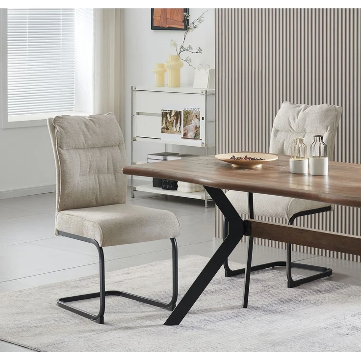 Schwinger-Stuhl 2er Set Rom Stühle in Creme - gemütliches Design - B/H/T: 47x94x61 cm – Bild 12