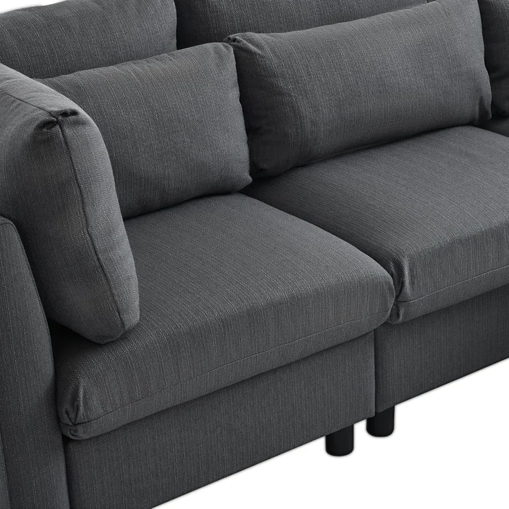 Sofa Ecksofa Dreisitzer Fußhocker Polstermöbel Grau – Bild 6