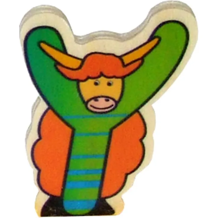 Hess Holzspielzeug 0044Y - Buchstabe aus Holz, mit buntem Tiermotiv passend zum Konsonant Y, ca. 5x6 cm groß, handgefertigt, als Dekoration für´s Kinderzimmer