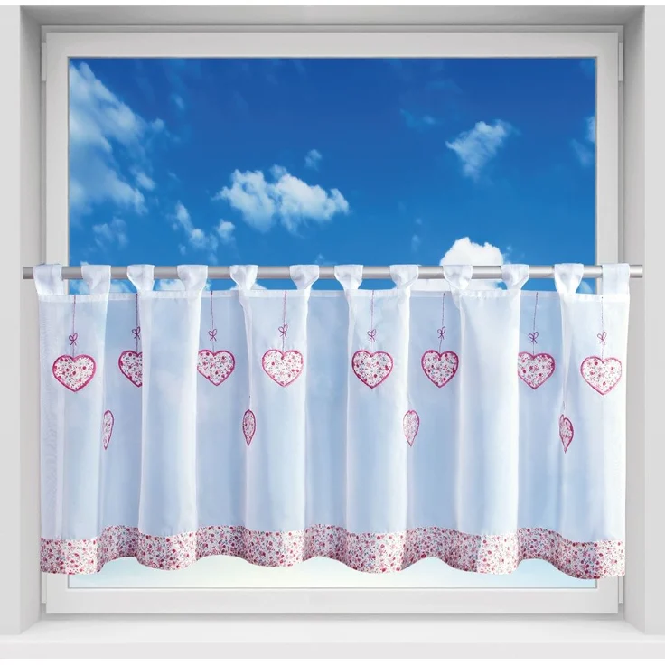 Bistrogardine mit Schlaufen ca. 150x45 cm Auswahl: bunt - Herzen – Bild 2