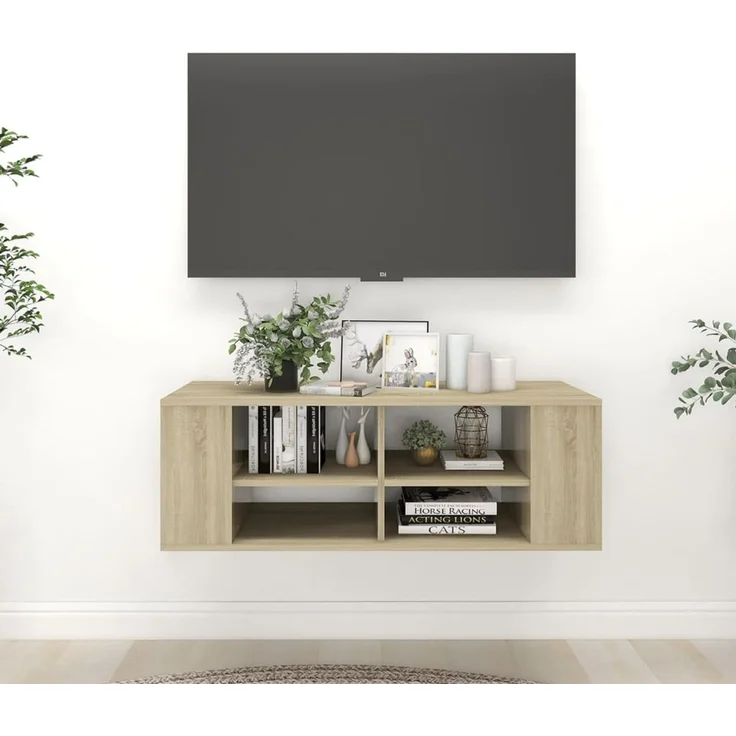 TV-Wandschrank, Fernsehschrank Sonoma-Eiche 102x35x35 cm Holzwerkstoff – Bild 1