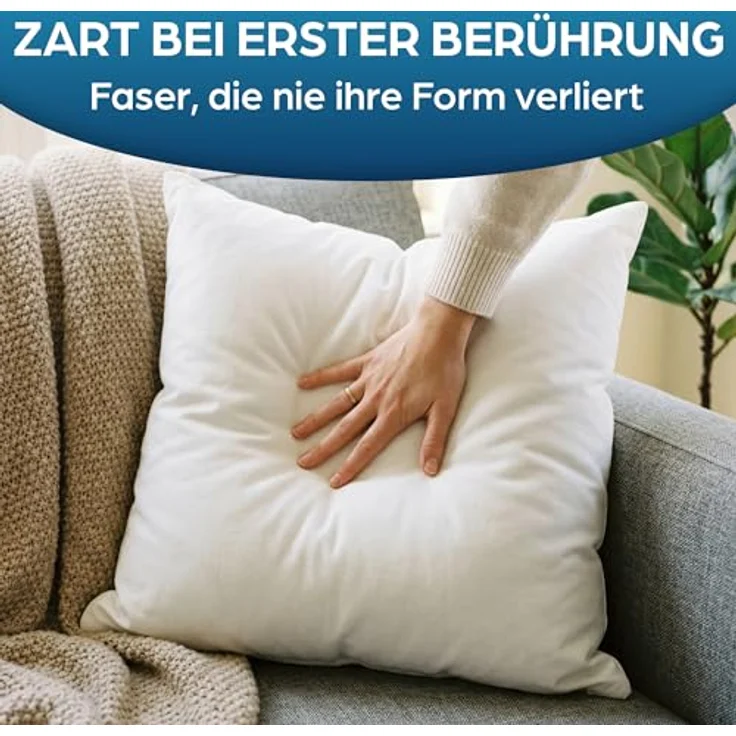Flowen Kissen 45x45 Kopfkissen 2er Set für Sofa und Bett Innenkissen Hypoallergene Anti-Milben Kissenfüllung mit Weicher Gesteppter Kissenbezug 100% Polyester für Haus/Hotel – Bild 4