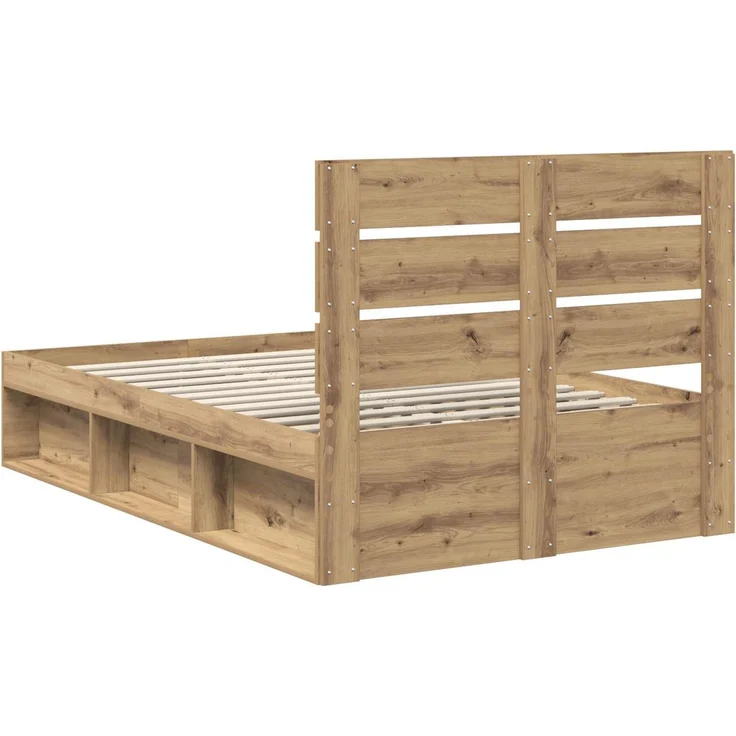 vidaXL Bettrahmen mit Kopfteil Kunsthandwerk Eiche 120 x 190 cm 3411775 – Bild 8