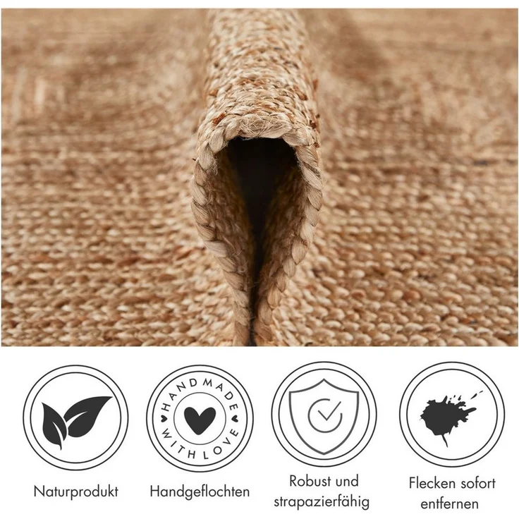 LUXOR living Teppich Salo, rechteckig, Höhe: 6 mm, Juteteppich, handgeflochten, Flecht Design, 100% Naturfaser – Bild 2