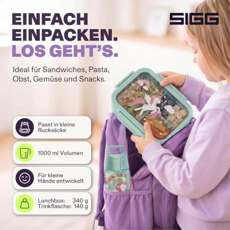 SIGG - NIMO Kids Set - Innenschale & Auslaufsichere Snackbox - Mikrowellen- & Spülmaschinengeeignet - BPA-frei - Leicht - Für Schule, Kita & Freizeit - 800ML – Bild 5