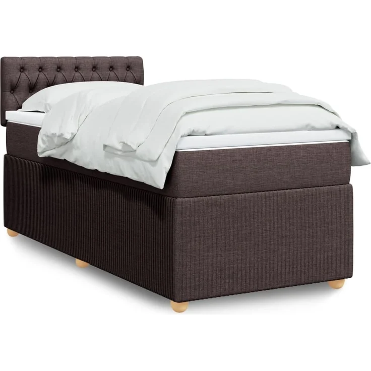 vidaXL Boxspringbett mit Matratze Dunkelbraun 90x190 cm Stoff 3289621 – Bild 1