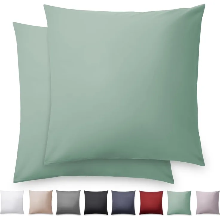 Blumtal Kissenbezüge Premium Mako Satin Baumwolle Kissenbezug, superweich, (2 Stück), mit Edler Glanz Optik und Gleichfarbigen Reißverschlüssen