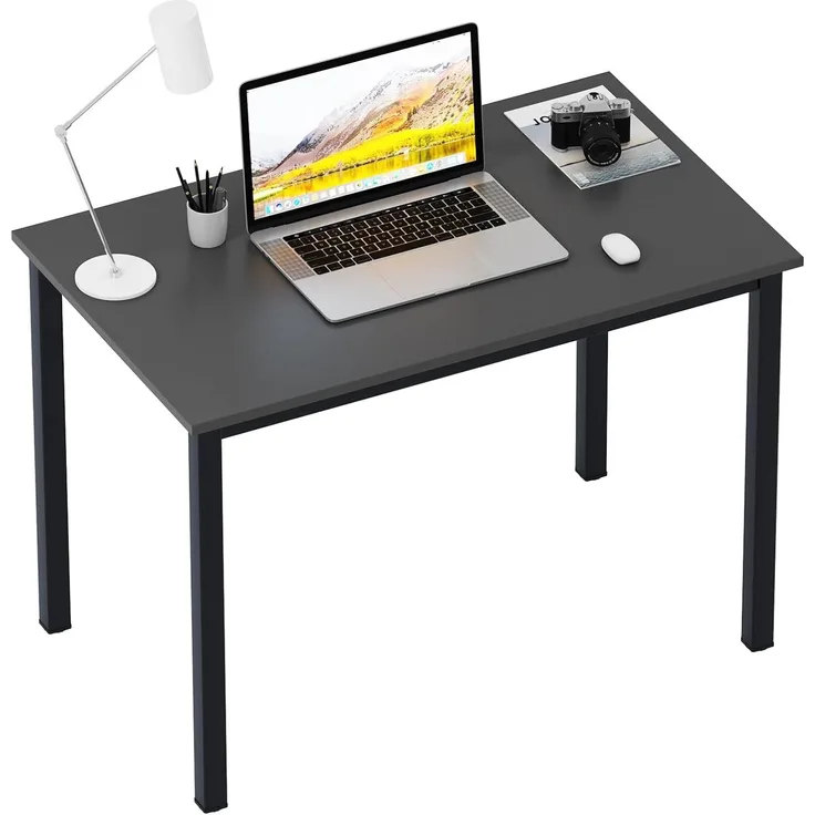 sogesfurniture Schreibtisch Computertisch Büromöbel PC Tisch, Stabil Bürotisch Arbeitstisch Esstisch aus Holz und Stahl, Einfache Montage, 100 x 60 x 75 cm, Schwarz AC3B-100-SF