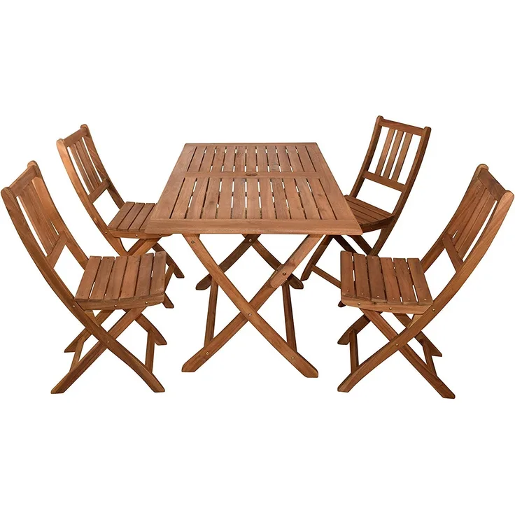 Balkonmöbel Set 5tlg Akazie Klapptisch 120 x 70 cm CALEA/BLOOM 66547830
