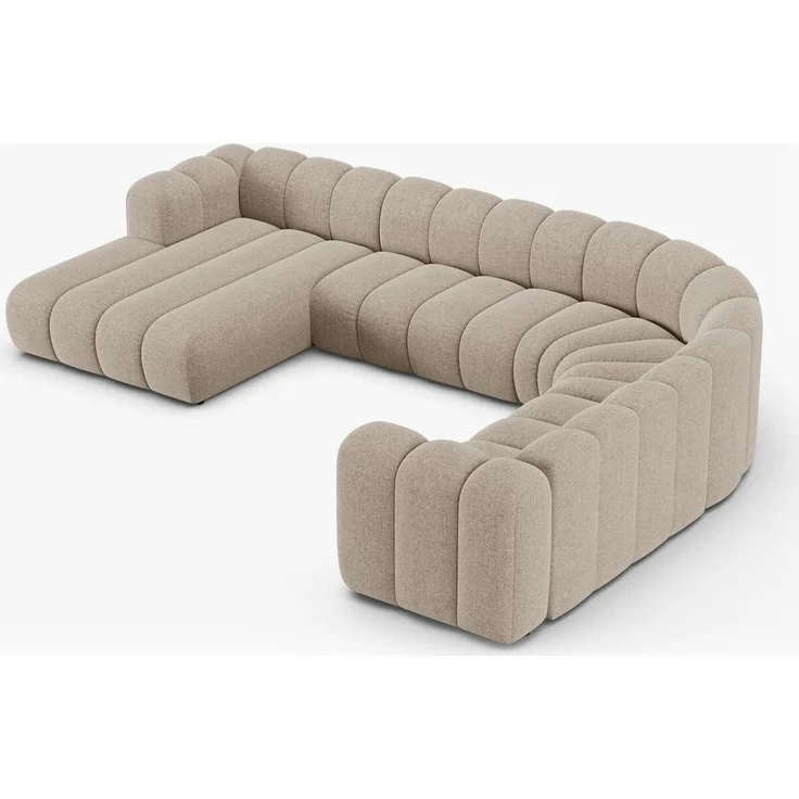 Micadoni Modulares Panorama Ecksofa Lupine 6-Sitzer Chenille Eden Dunkelbeige Rechts – Bild 9