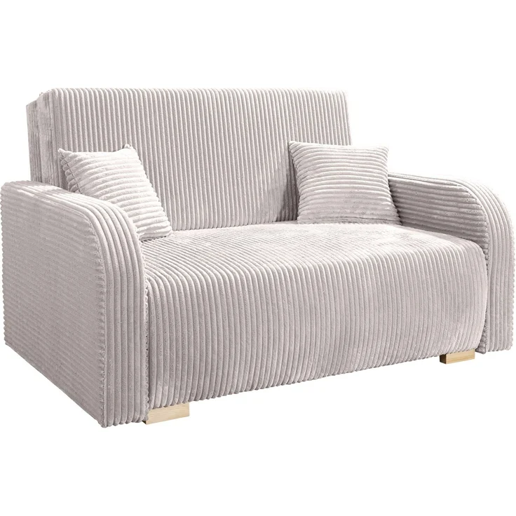 Wohnero24 Lirena 2 Schlafsofa 136x95 cm mit Bettfunktion 113x195 cm – 2-Sitzer Cord Sofa ausziehbar mit Bettkasten, kleines Schlafsofa für Wohnzimmer - Creme – Bild 3