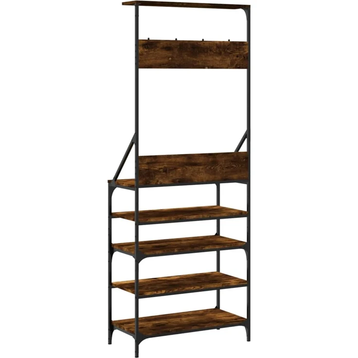 vidaXL Kleiderständer mit Schuhablage Räuchereiche 70x34x184 cm 837874 – Bild 6
