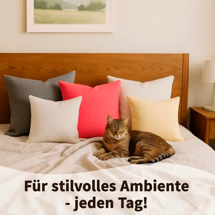 matches21 HOME & HOBBY Kissenbezüge 2er Set Kissenhülle 40x40 cm hellgrün pflegeleicht mit Reißverschluss, (2 Stück), Zierkissen-Bezüge einfarbig für Couch-Kissen mit Lotuseffekt – Bild 5