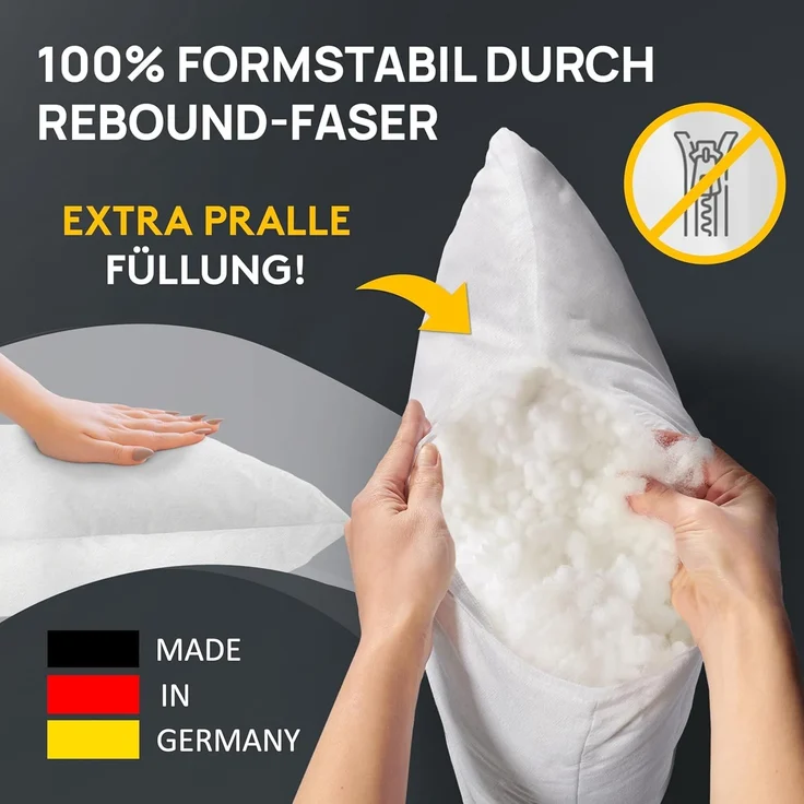 LILENO HOME 4er Set Kissenfüllung 55x55 cm - 40°C waschbares Innenkissen geeignet für Allergiker - Polyester Kisseninlet als Couchkissen, Sofa Kissen, Cocktailkissen und Kopfkissen – Bild 6