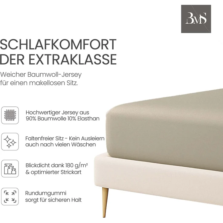 Jersey Spannbettlaken braun (taupe) 120x200 cm Höhe bis 35cm – Bild 2