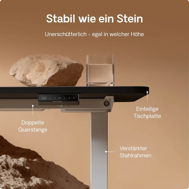 Desktronic HomeOne Elektrisch höhenverstellbarer Schreibtisch 160x80cm Weiß/Schwarz mit Memory-Funktion, Anti-Kollisions Technologie, USB-A und USB-C-Ladeanschlüssen – Bild 4
