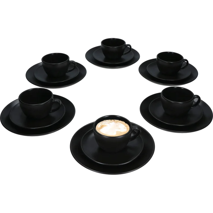 18tlg Kaffeeservice Panther schwarz Steingut 6 Personen – Bild 1