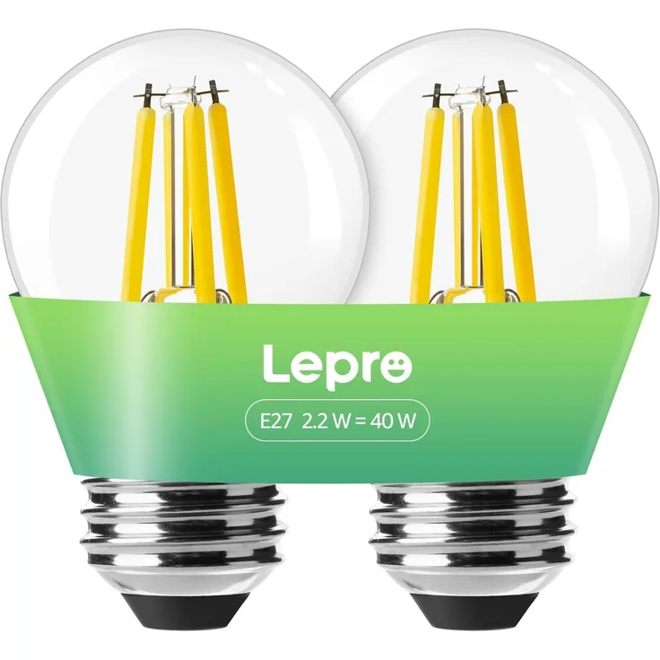 Lepro Energieklasse A E27 LED Warmweiss, 2.2W 470 Lumen Glühbirne E27, Nicht Dimmbar, G45 Led Birne, 2700 Kelvin Warmweiß, 300° Abstrahlwinkel Energiesparlampe, ersetzt 40W Leuchtmittel, 2 Stück