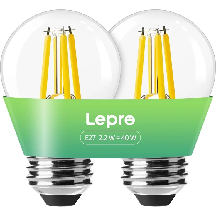 Lepro Energieklasse A E27 LED Warmweiss, 2.2W 470 Lumen Glühbirne E27, Nicht Dimmbar, G45 Led Birne, 2700 Kelvin Warmweiß, 300° Abstrahlwinkel Energiesparlampe, ersetzt 40W Leuchtmittel, 2 Stück