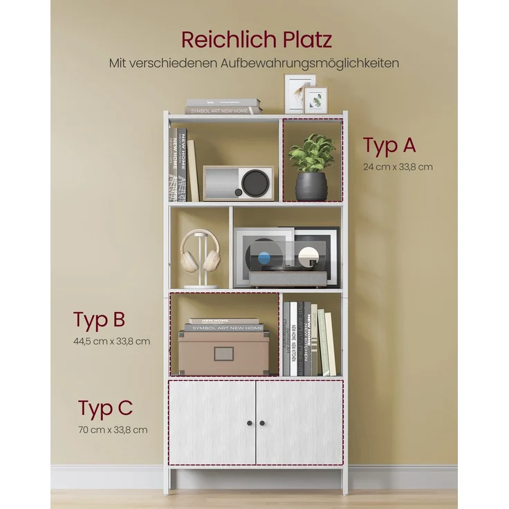 Vasagle Bücherregal, Bücherschrank mit 4 offenen Regalebenen, Regal – Bild 4