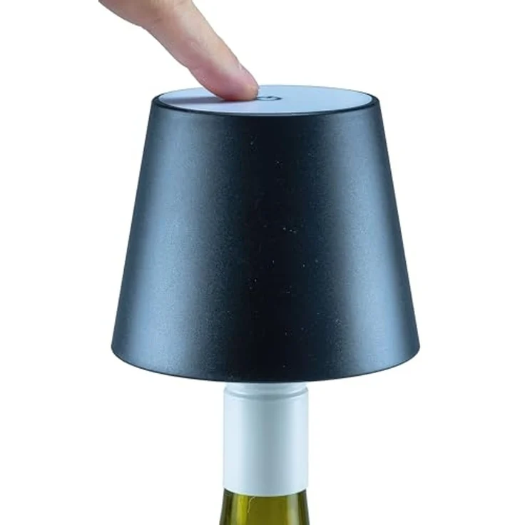 LED Akku Flaschenleuchte warmweiß, Li Akku, ØxH 10x12cm schwarz – Bild 6