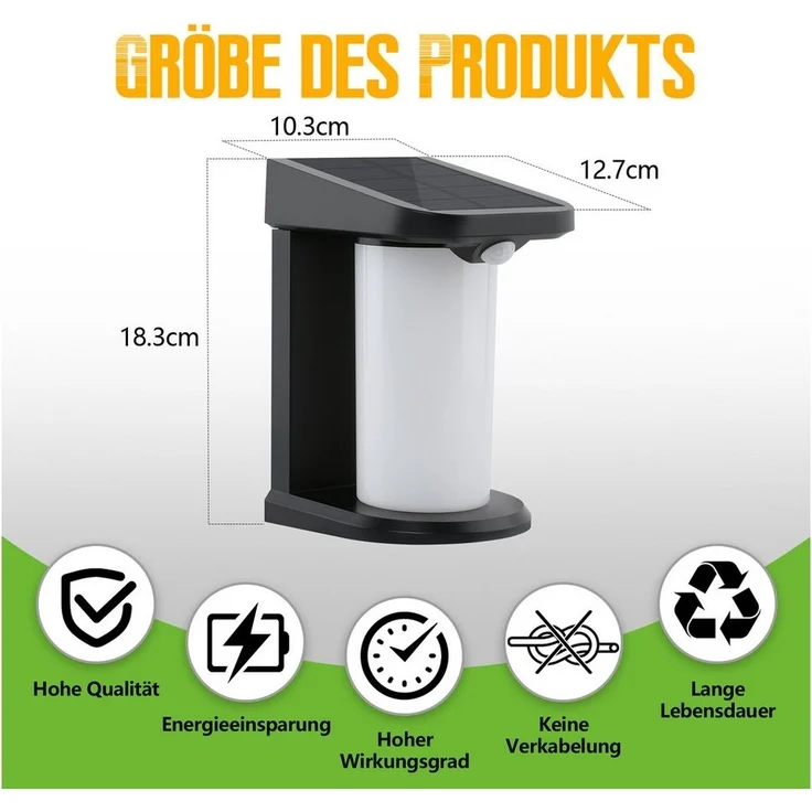 Nettlife LED Außen-Wandleuchte mit Bewegungsmelder Solarleuchte Garten 2 Modi Aussenleuchte 3000K, mit Bewegungsmelder, LED fest integriert, Warmweiß, Aussenlampe für Hof Stufen Haustür Flur – Bild 3