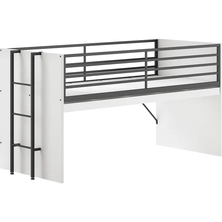 Hochbett >Sam< in Weiß Melamin Dekor, Holzwerkstoff - 219x116,6x98cm (BxHxT)