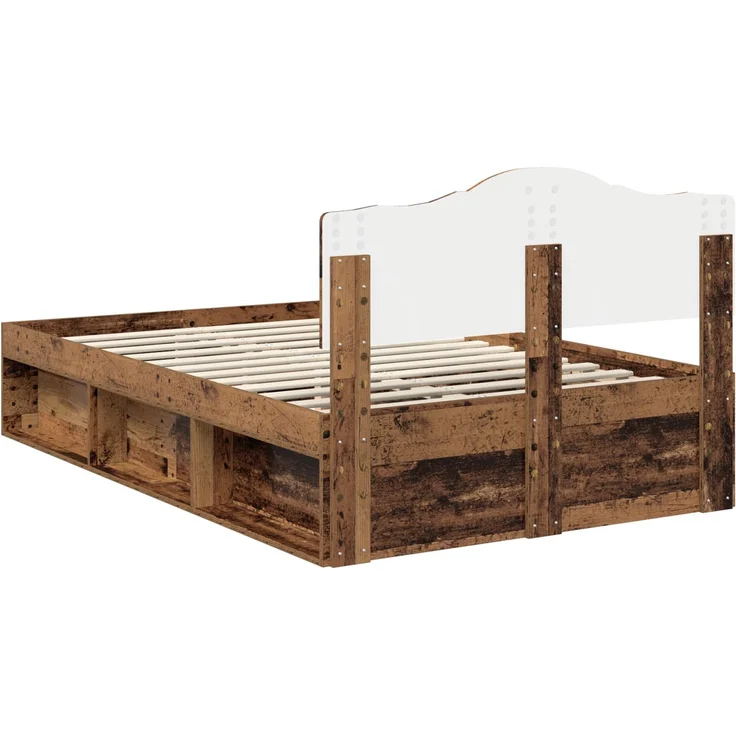 vidaXL Bettrahmen Altholz 135 x 190 cm Massives Kiefernholz 3412914 – Bild 8