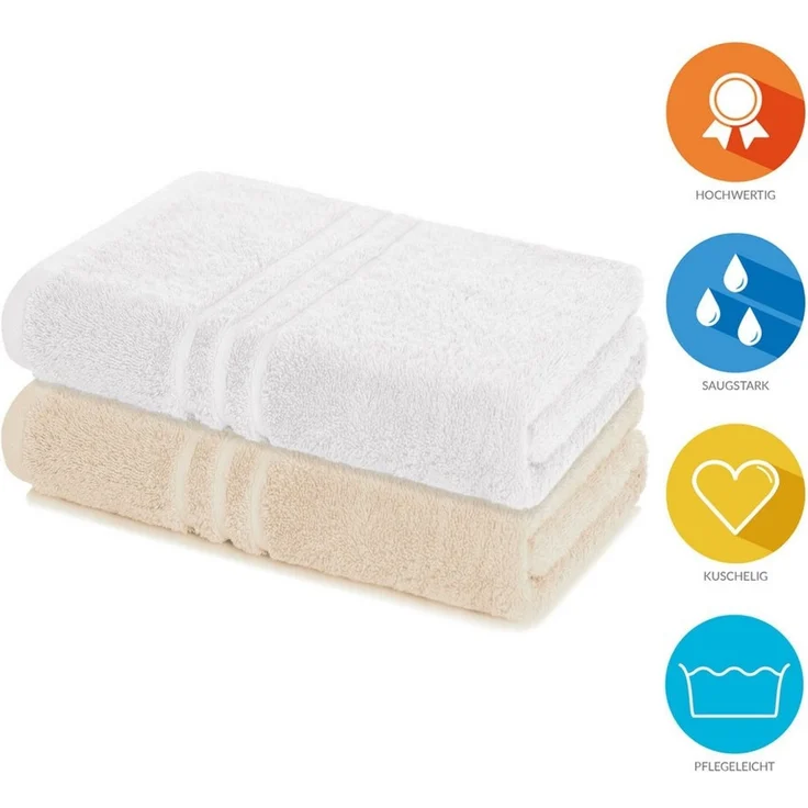 Lavea Badetuch Elena 2er Set Badetücher 100x150 cm, Duschtuch, 500 g/m² Frottier, weich & saugstark, pflegeleicht – Bild 2
