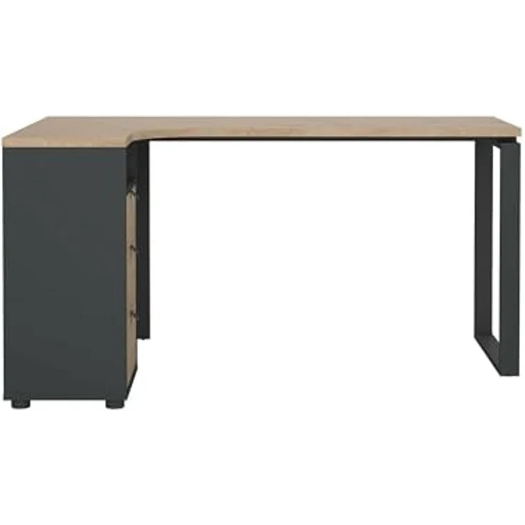 Dmora - Schreibtisch Noemie, Mehrzweckschreibtisch, Bürotisch für PC, Eckschreibtisch, 150x100 h76 cm, Eiche und Grau – Bild 6