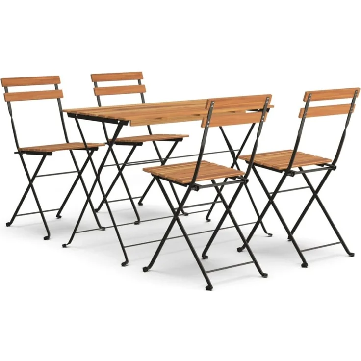 vidaXL 5-tlg. Bistro-Set Klappbar Massivholz Akazie und Stahl 3152098 – Bild 7