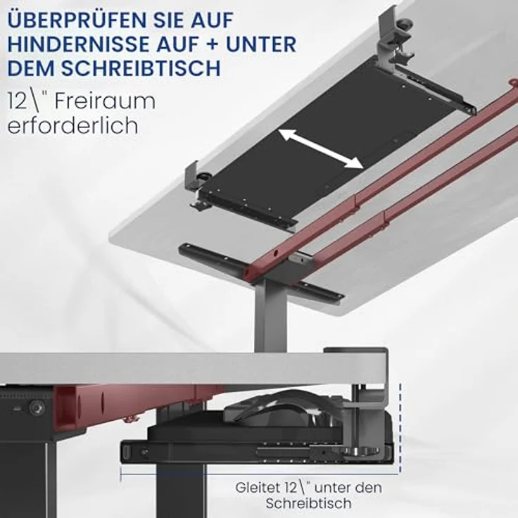 VIVO Große Klemmbare Computer Tastatur- und Mausablage zur Montage unter dem Schreibtisch, 69x28 cm Ausziehbare Plattform Schublade, Schwarz, MOUNT-KB05E – Bild 9