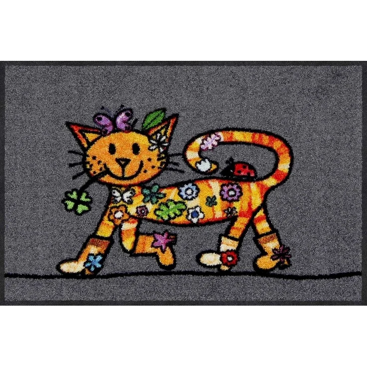 Salonloewe Fußmatte Fußmatte 50x75 Funky Cat grau, Eingangsmatte normal, Höhe: 500 mm – Bild 3