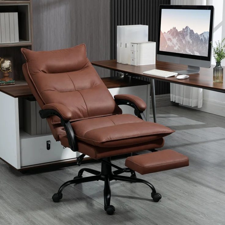 MELAYR, Bürostuhl mit Massage- und Heizfunktion, Fußstütze, verstellbar, bis 120 kg, Braun, 66 x 74 x 121.5 cm – Bild 3